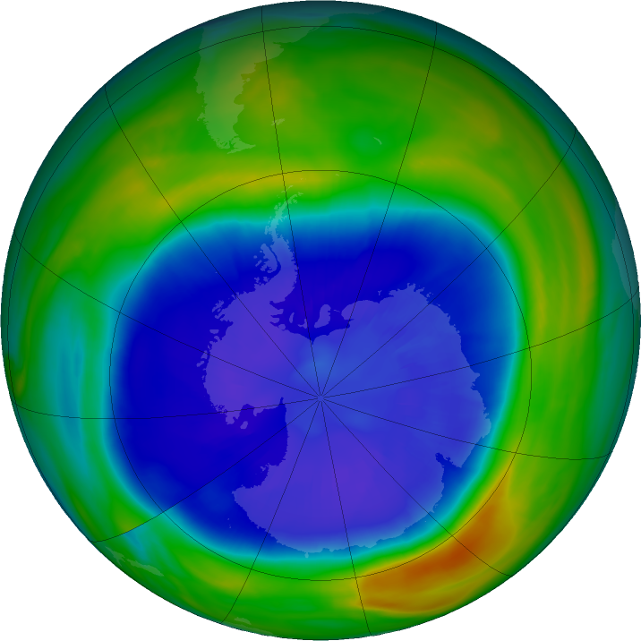 Antarctic ozone map for 09 September 2020
